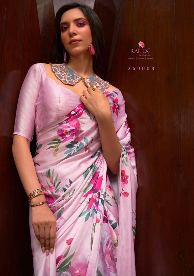 Pure Satin Crepe Digital Printed All Over With Fancy Blouse Saree