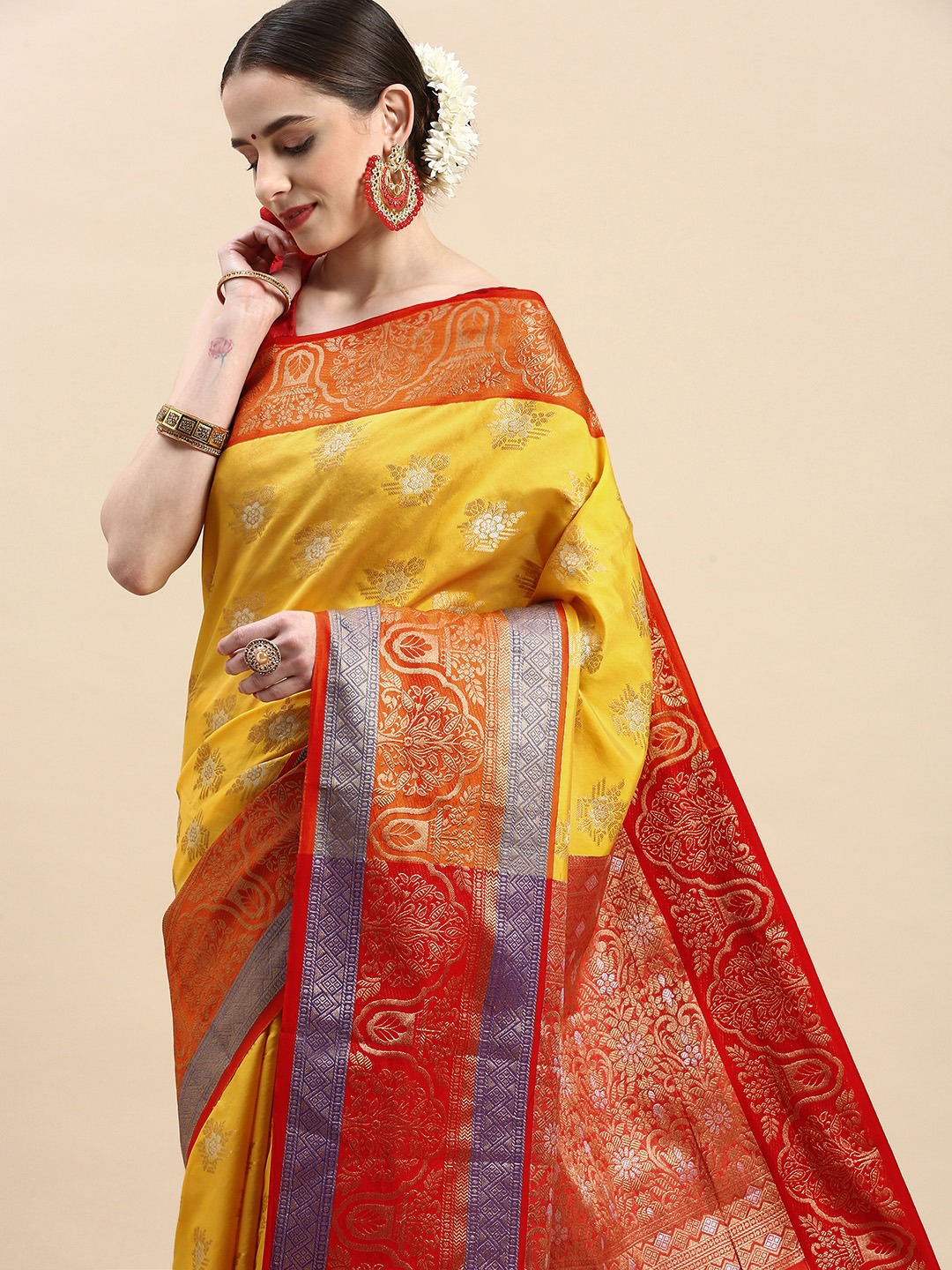 Kanchipuram Silk Handloom Weaved Rich Zari Weaved Pallu And Border Sarees