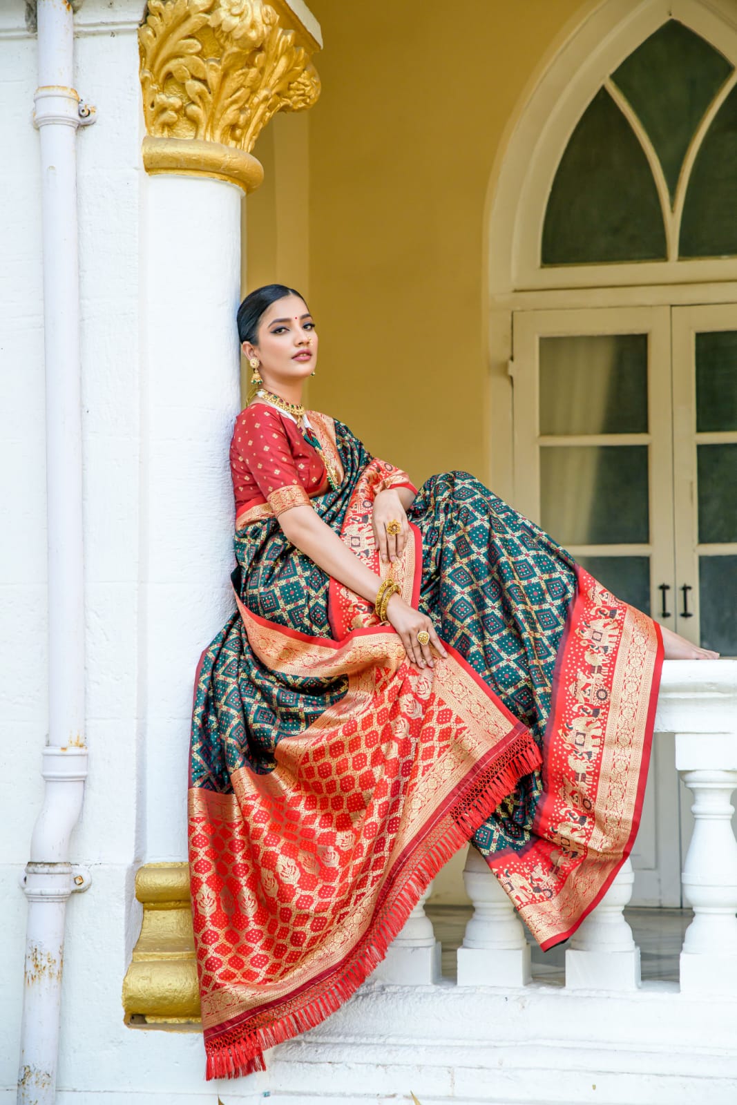 Banarasi Silk Patola All Over Rich Zari Weaved Jaali Body With Rich Pallu Wide Border Sarees