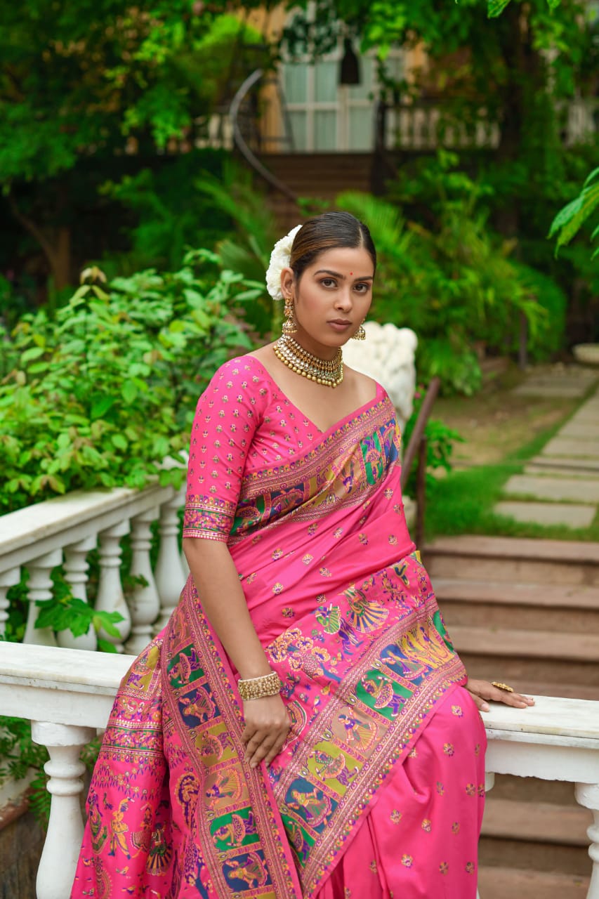 Banarasi Silk Patola All Over Printed Sarees With Tassels On Pallu