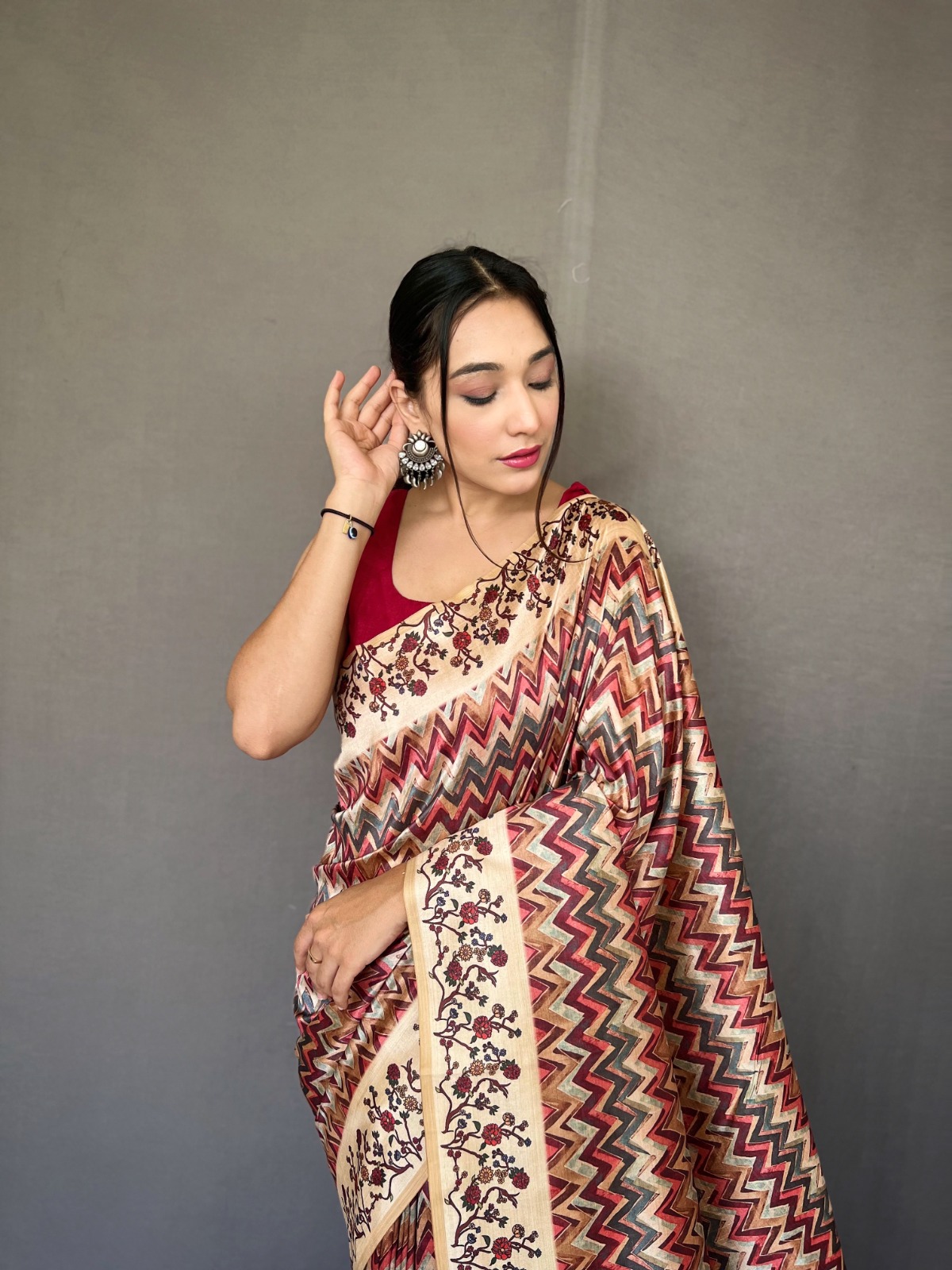 Soft Silk Paithani Style Printed All Over With Tassels On Pallu Sarees