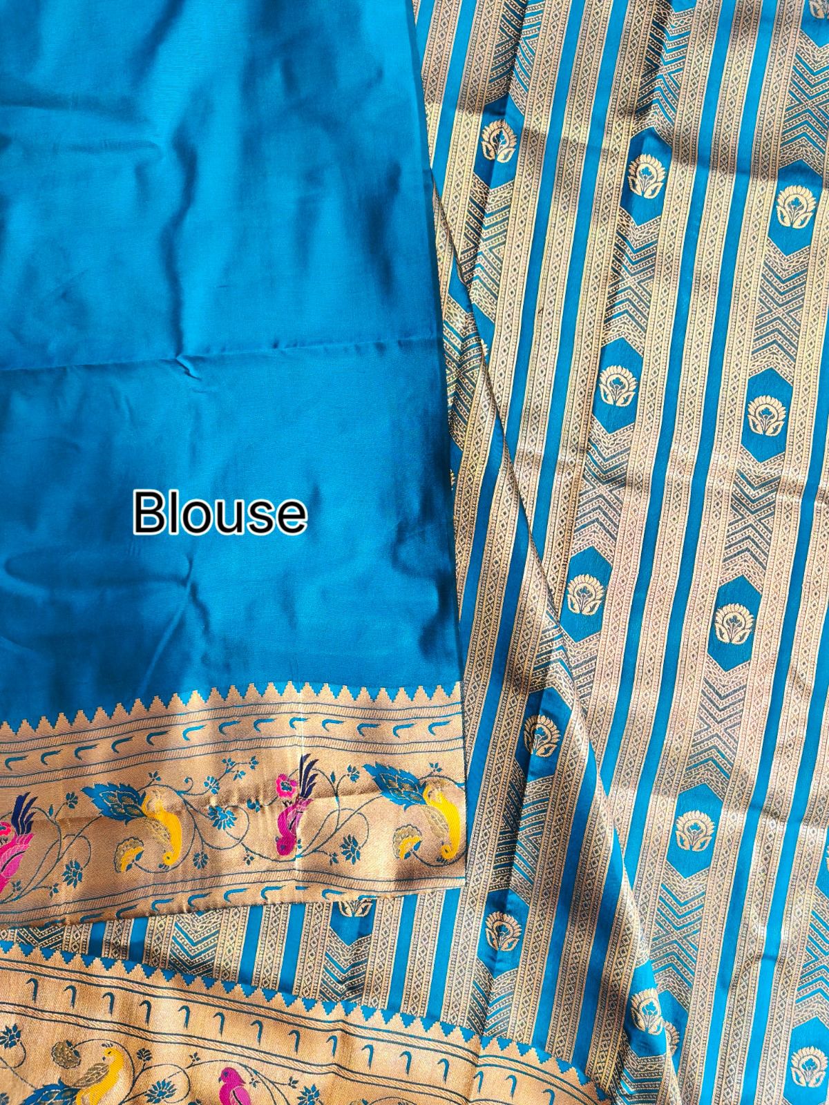 Turquoise Premium Soft Paithani Silk Rich Zari Meena Weaved Saree