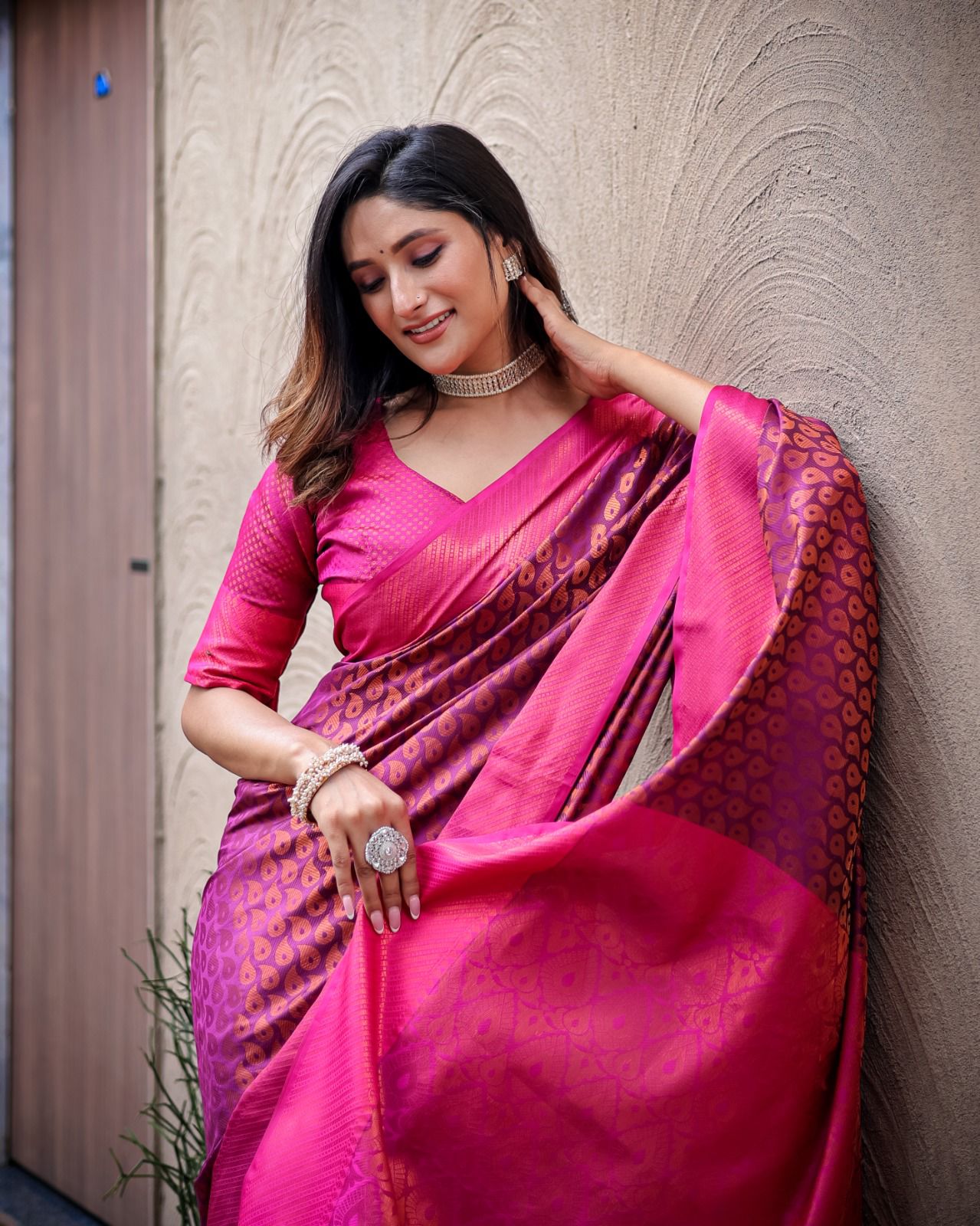 Pure Handloom Kanjivaram Silk All Over Copper Zari Weaved Rich Pallu Border Sarees