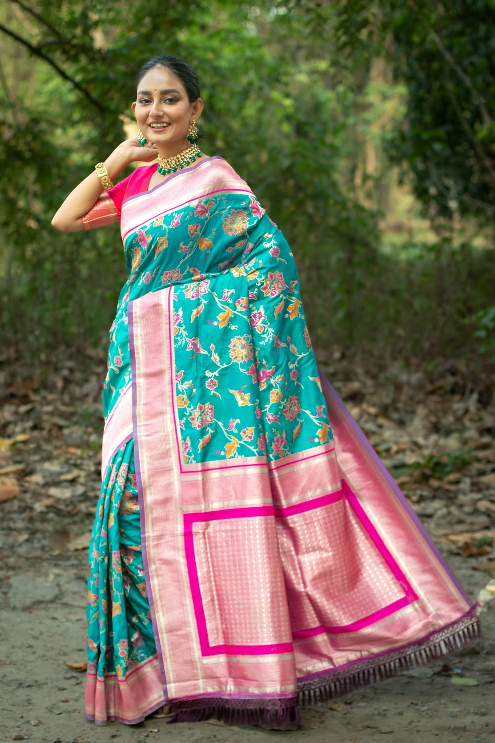 Pure Banarasi Katan Silk All Over Zari Weaved With Rich Pallu Border Sarees