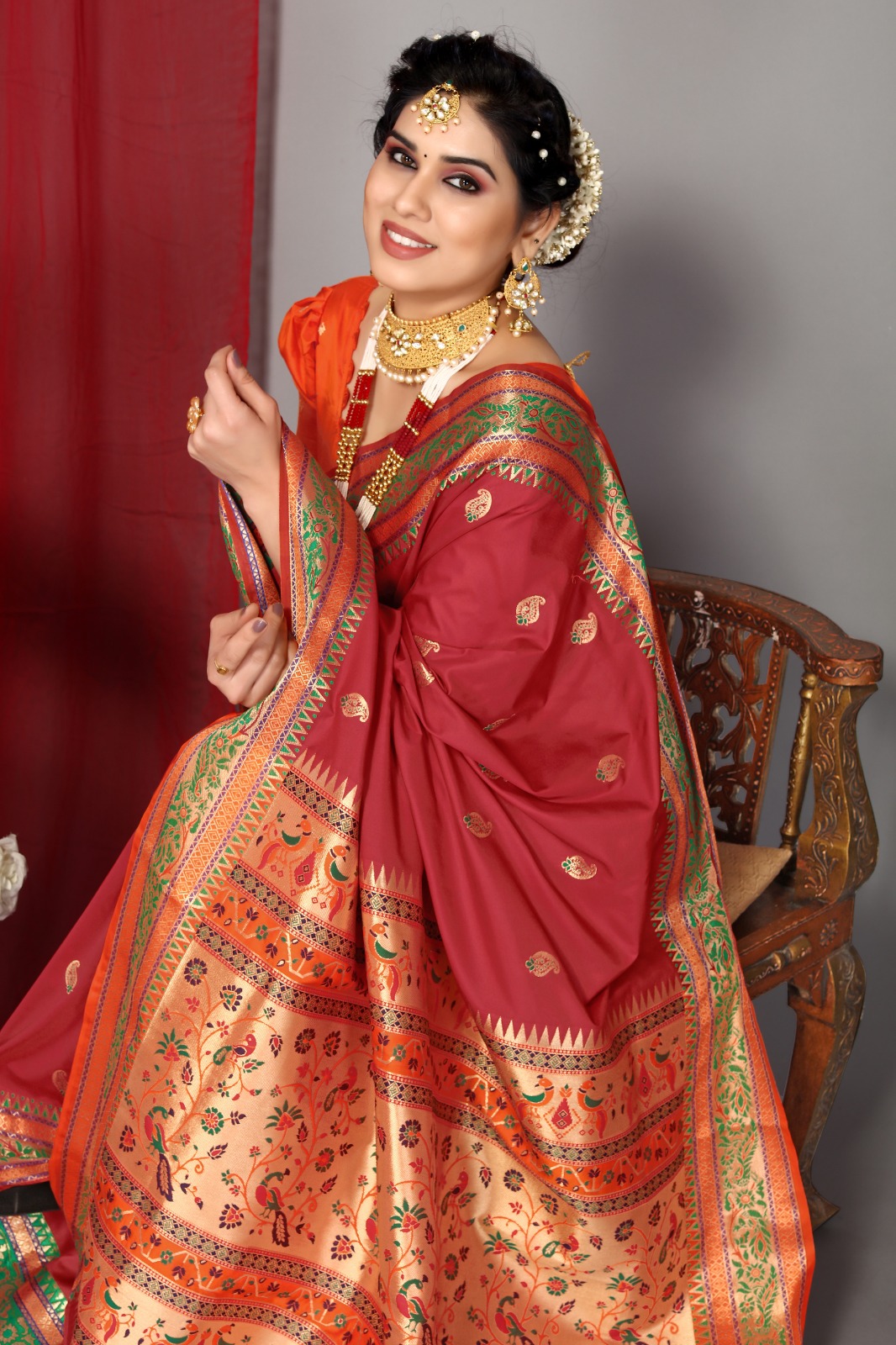 Banarasi Soft Paithani Silk Rich Zari Meena Weaved Body Pallu Sarees