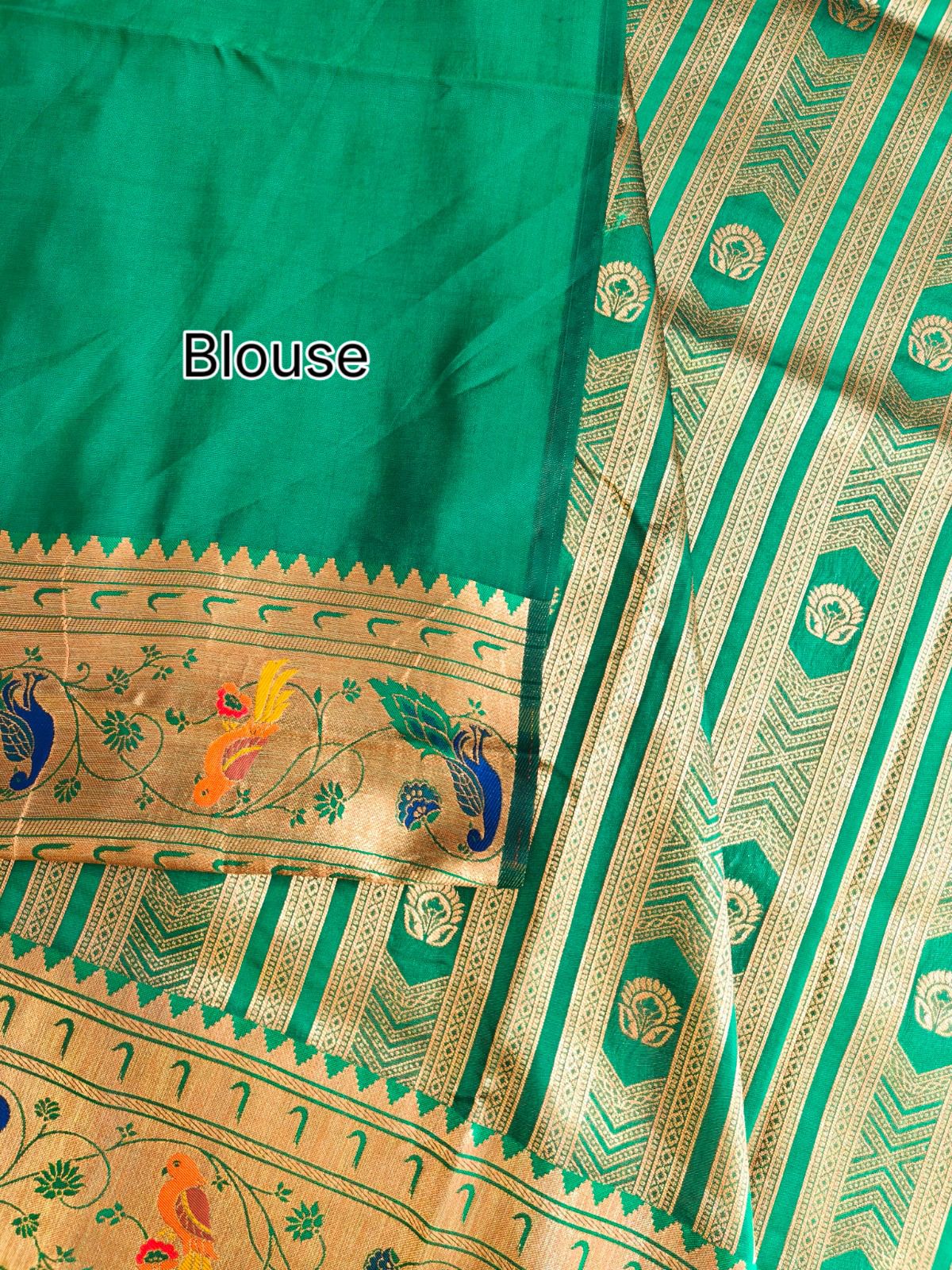 Green Premium Soft Paithani Silk Rich Zari Meena Weaved Saree