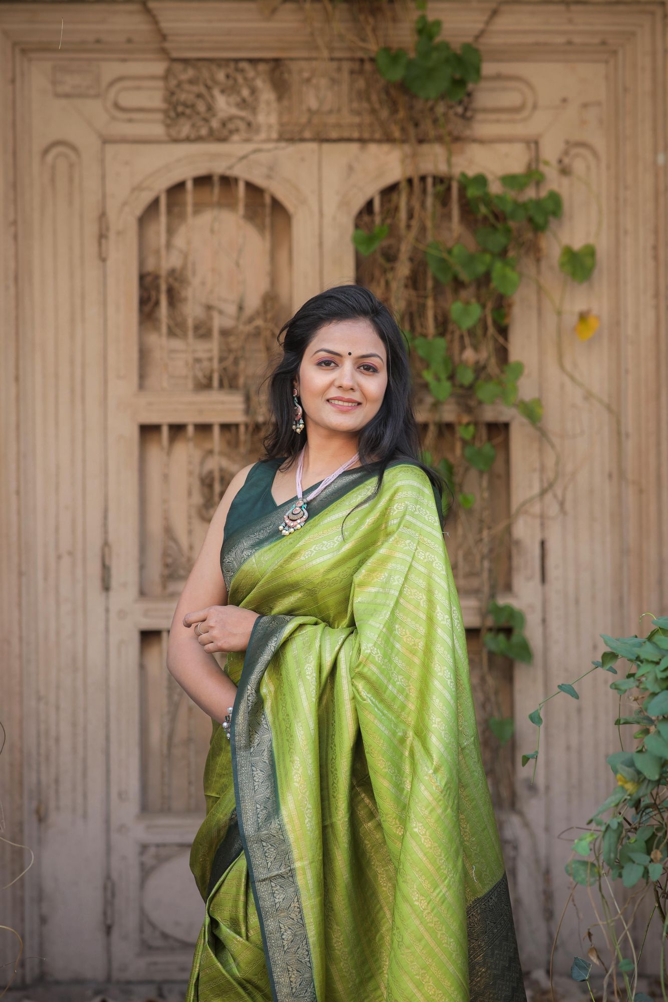 Banarasi Silk Pattu Jacquard Weaved All Over With Rich Pallu Border Saree