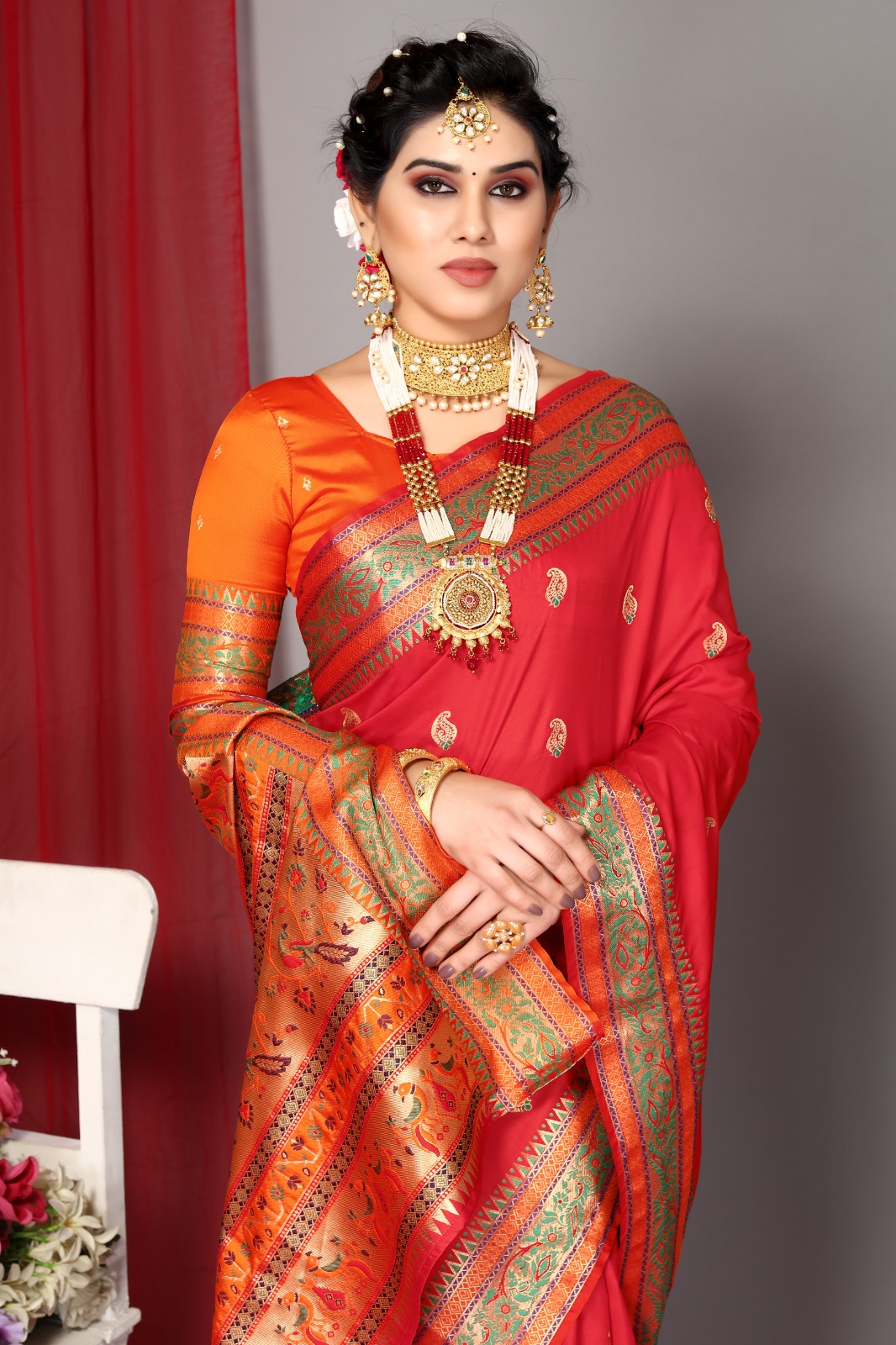 Banarasi Soft Paithani Silk Rich Zari Meena Weaved Body And Pallu Sarees