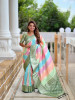 Multicolor Pure Banarasi Silk Rich Zari Weaved Pallu Green Border Saree
