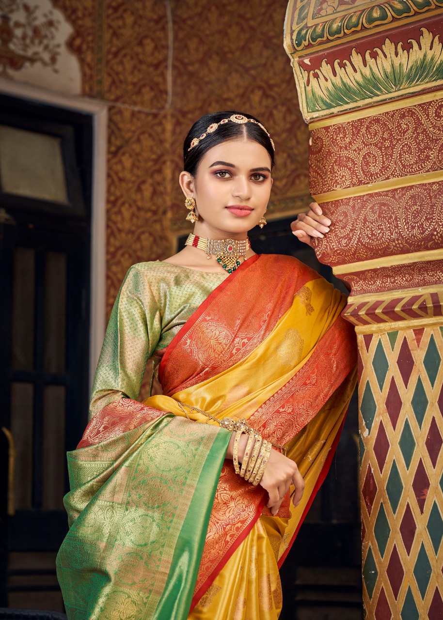 Pure Handloom Tissue Silk All Over Zari Weaved Rich Pallu Saree