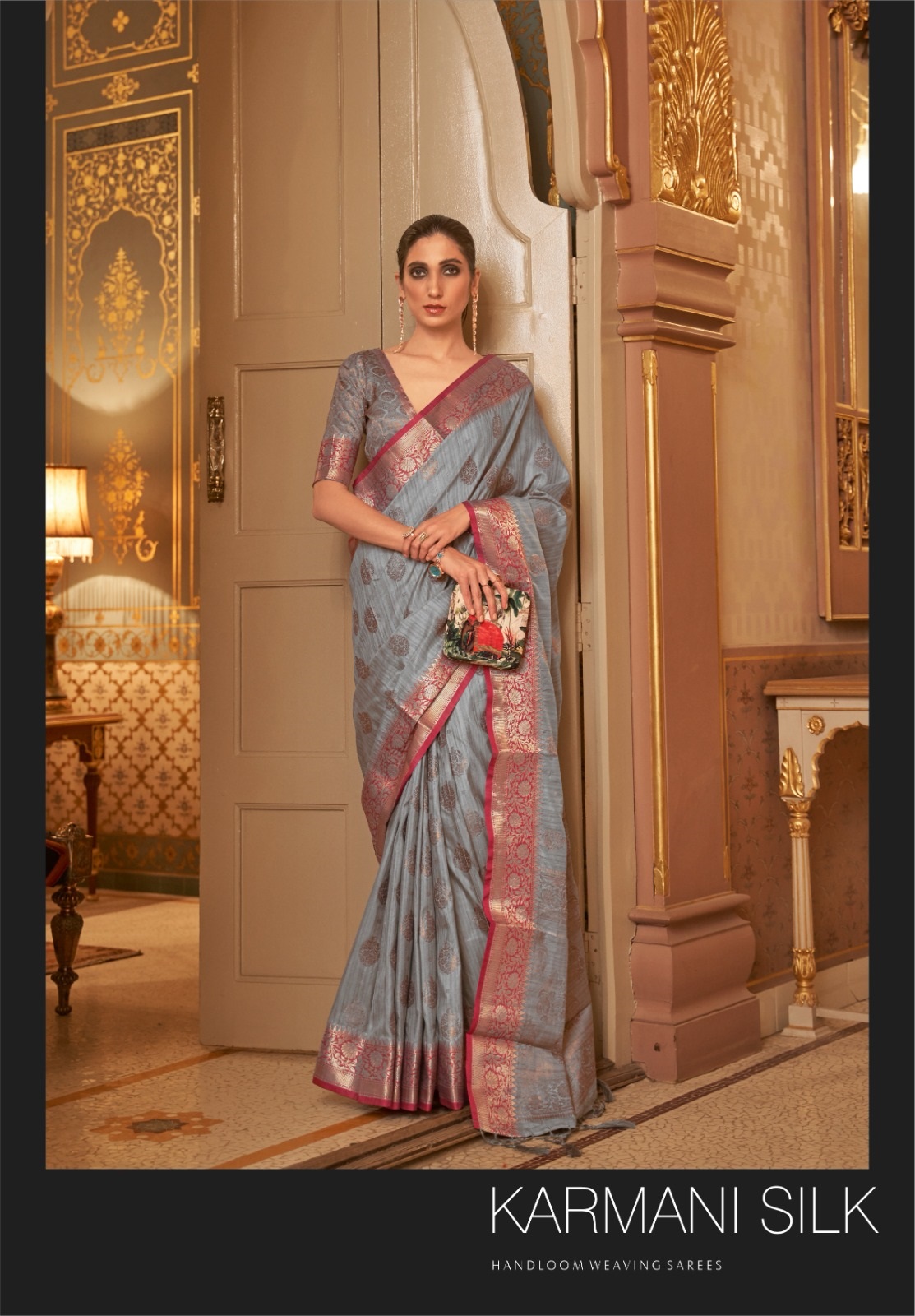 Handloom Silk All Over Zari Weaved Rich Pallu And Border Saree