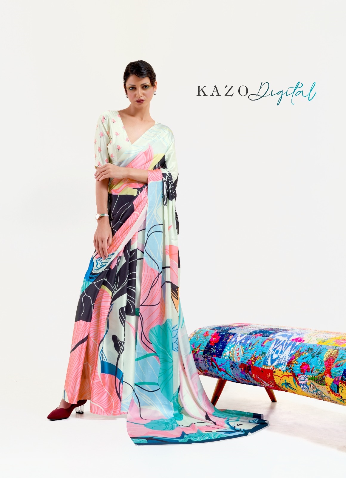 Pure Satin Crepe Silk Digital Printed Saree