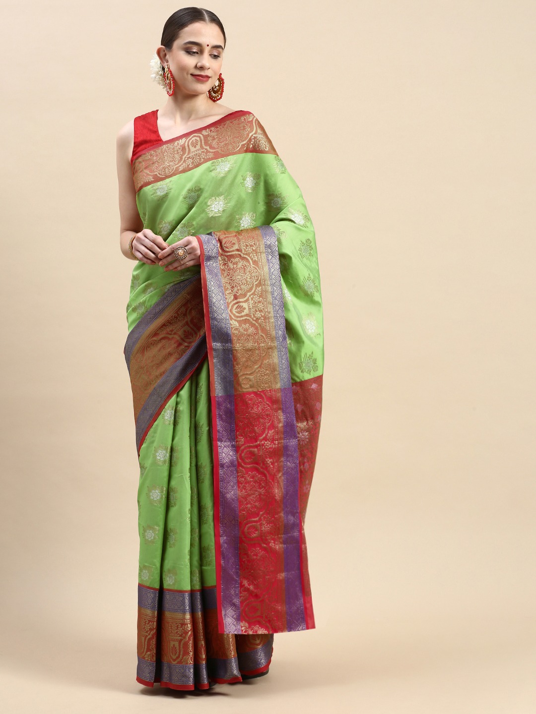 Kanchipuram Silk Handloom Weaved Rich Zari Weaved Pallu And Border Sarees