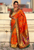 Orange Pure Banarasi Paithani Silk Zari Meena Weaved Saree
