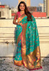 Sea Green Pure Banarasi Paithani Silk Zari Meena Weaved Saree