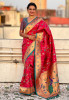 Red Pure Banarasi Paithani Silk Zari Meena Weaved Saree