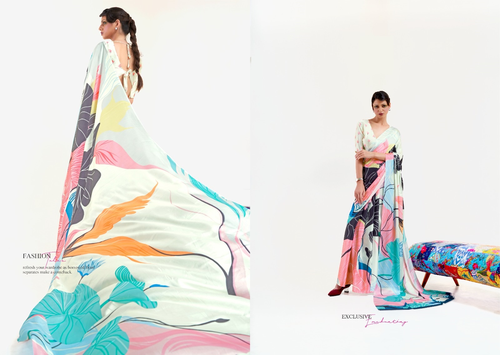 Pure Satin Crepe Silk Digital Printed Saree