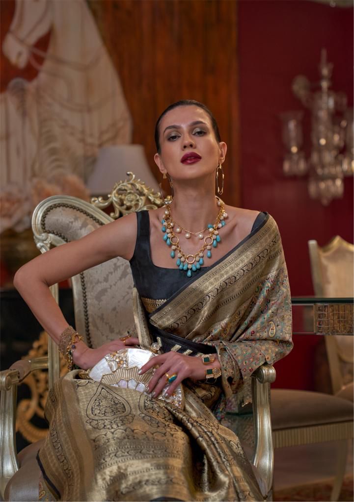 Modal Silk Kashmiri Chaap Handloom Rich Zari Weaved Saree