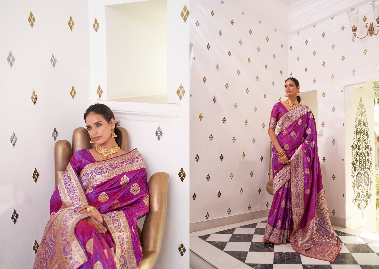 Pure Banarasi Satin Silk Rich Zari Weaved Body And Pallu Saree