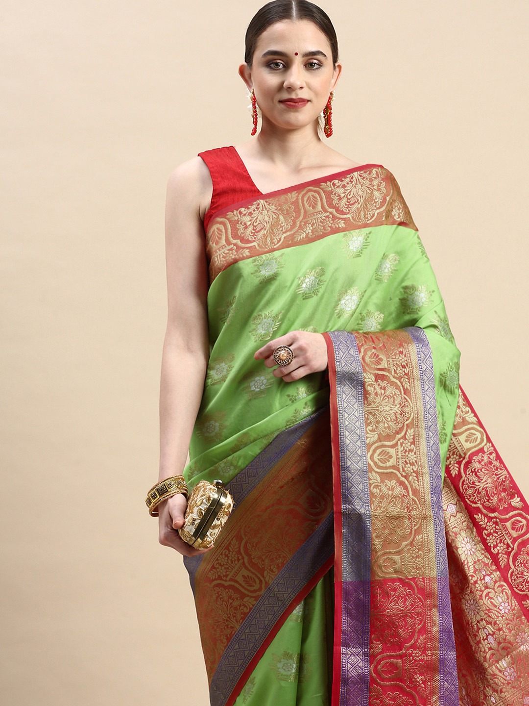 Kanchipuram Silk Handloom Weaved Rich Zari Weaved Pallu And Border Sarees
