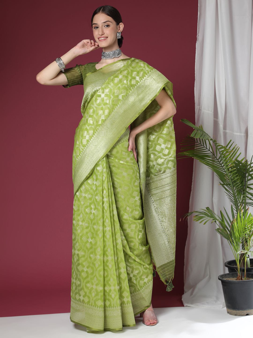 Pure Maheshwari Silk All Over Rich Zari Weaved Pallu And Border Sarees