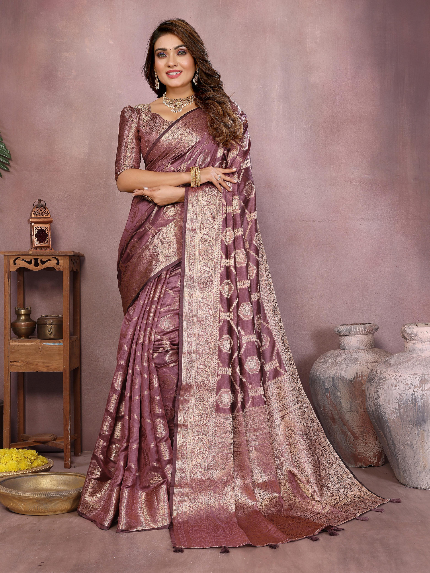 Onion Soft Organza Silk Rich Zari Weaved Body Pallu Border Saree