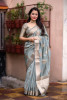 Ice Blue Organza Silk Zari Weaved Rich Pallu Saree