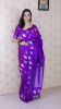 Purple Soft Moonga Silk Floral Motif Rich Pallu Bird Border Saree