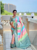 Multicolor Pure Banarasi Silk Rich Zari Weaved Pallu Teal Border Saree