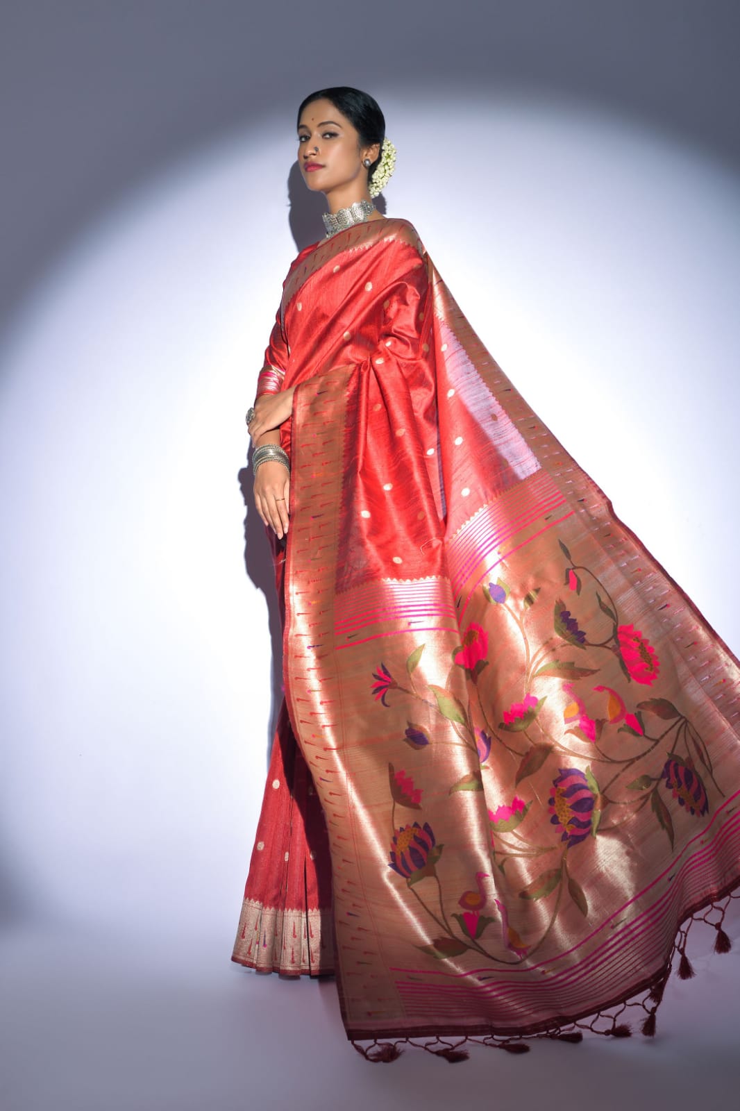 Pure Banarasi Paithani Silk Rich Zari Weaved Pallu Sarees