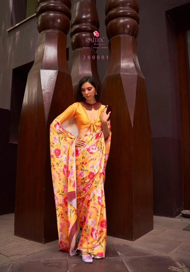 Pure Satin Crepe Digital Printed All Over With Fancy Blouse Saree