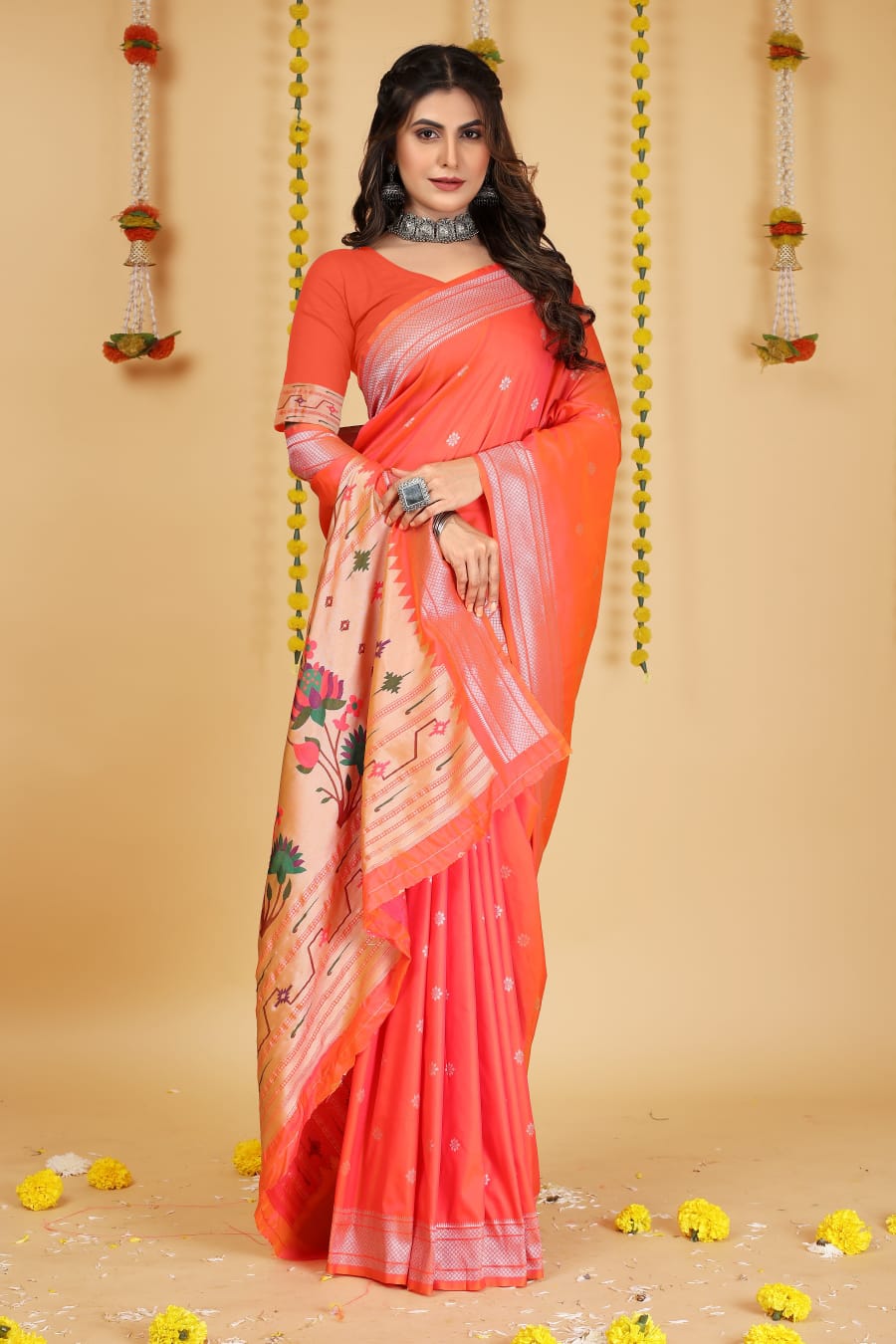 Pure Banarasi Silk Paithani Meenakari Rich Zari Weaved Sarees