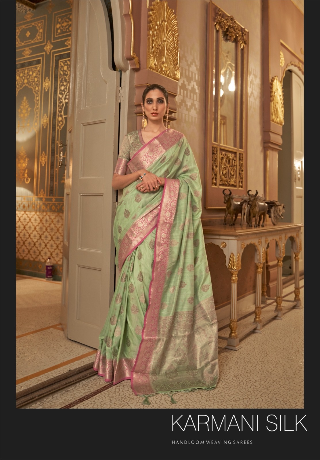 Handloom Silk All Over Zari Weaved Rich Pallu And Border Saree