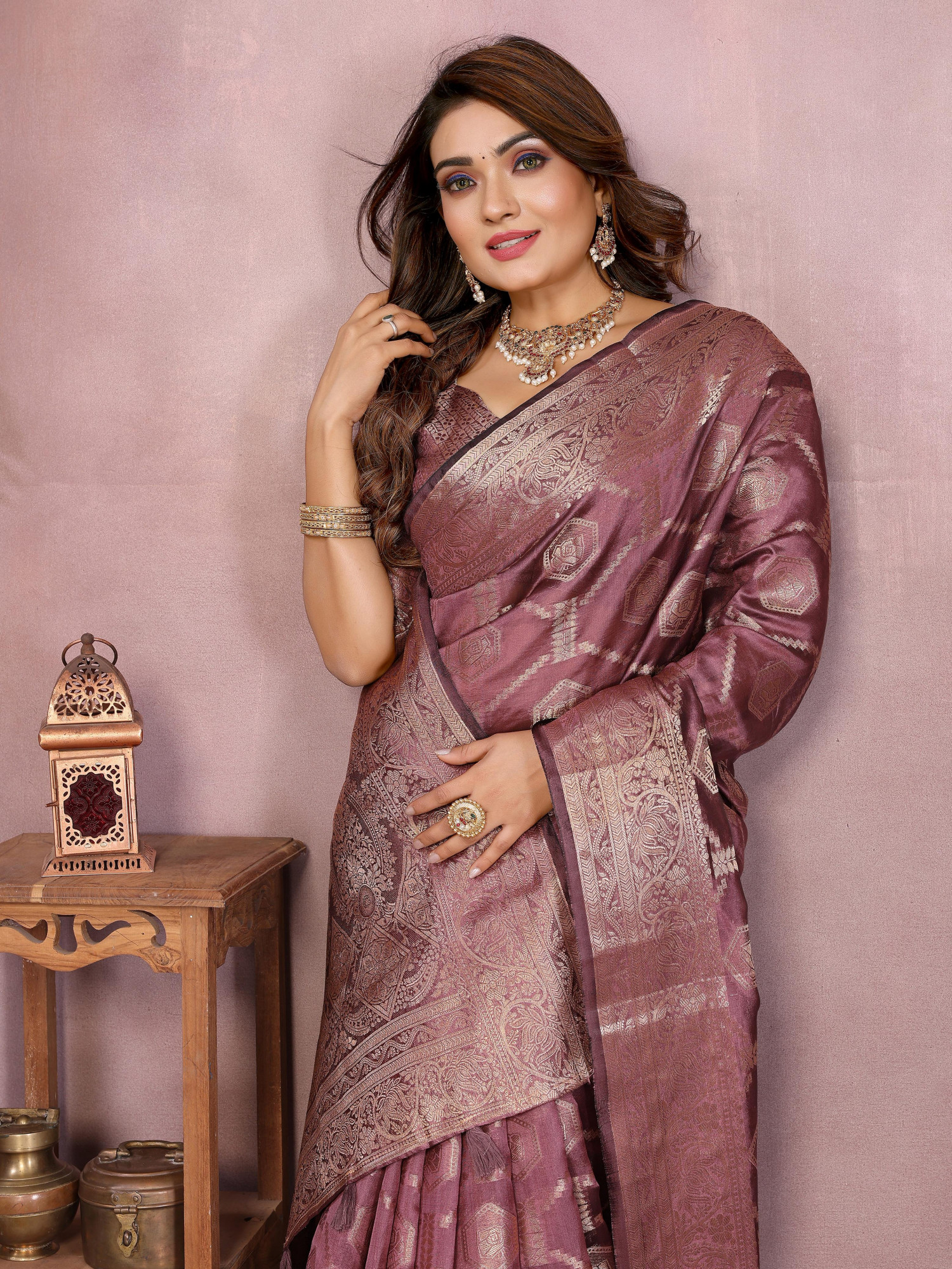 Onion Soft Organza Silk Rich Zari Weaved Body Pallu Border Saree