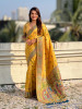 Gold Soft Silk Meenakari Floral Motifs Rich Zari Weaved Saree