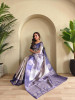 Lavender Premium Silk Printed Body Weaved Pallu Border Saree