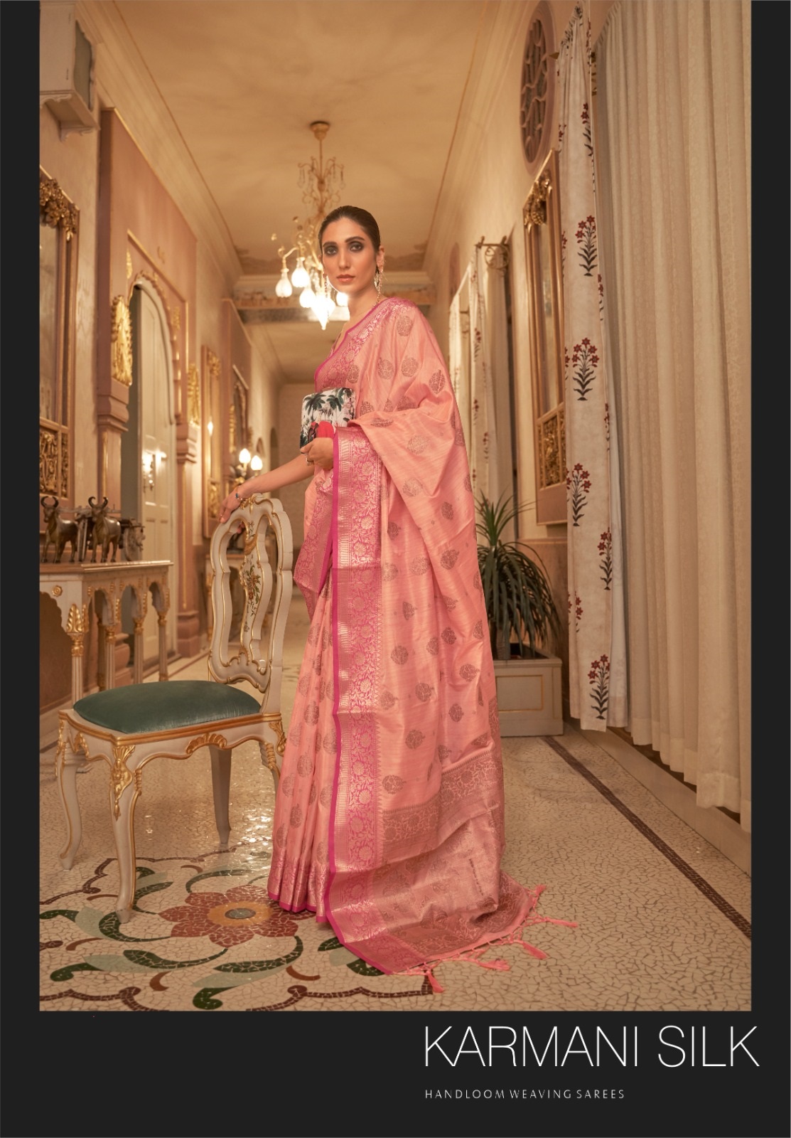 Handloom Silk All Over Zari Weaved Rich Pallu And Border Saree