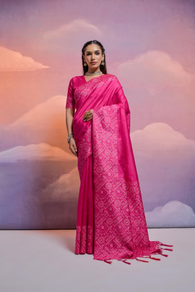 Image of Raani Soft Handloom Silk Worli Weaved Pallu Border Saree
