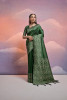 Bottle Green Soft Handloom Silk Worli Weaved Pallu Border Saree