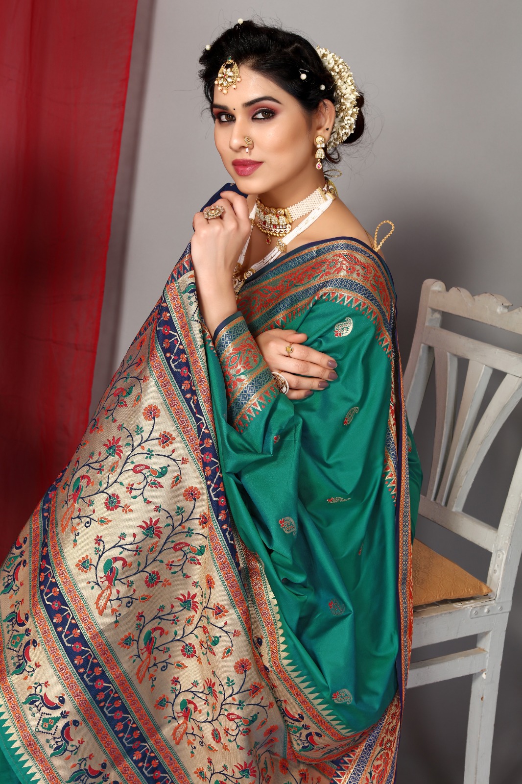 Banarasi Soft Paithani Silk Rich Zari Meena Weaved Body Pallu Sarees