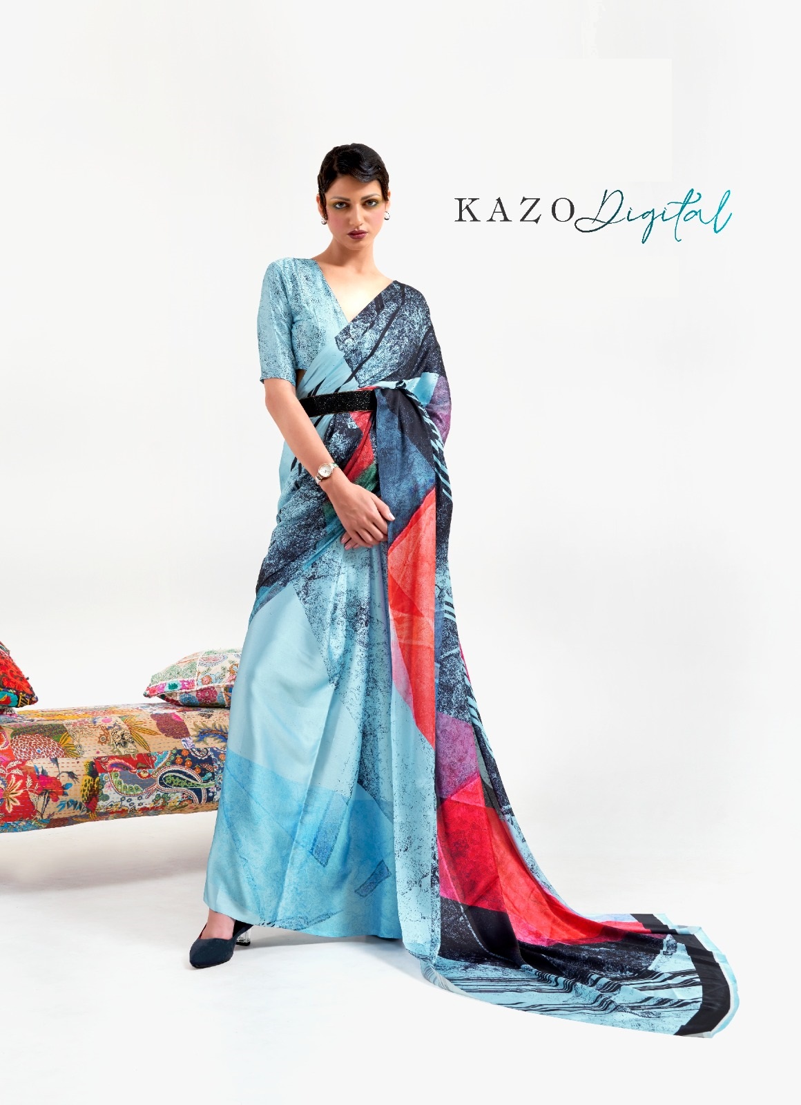 Pure Satin Crepe Silk Digital Printed Saree