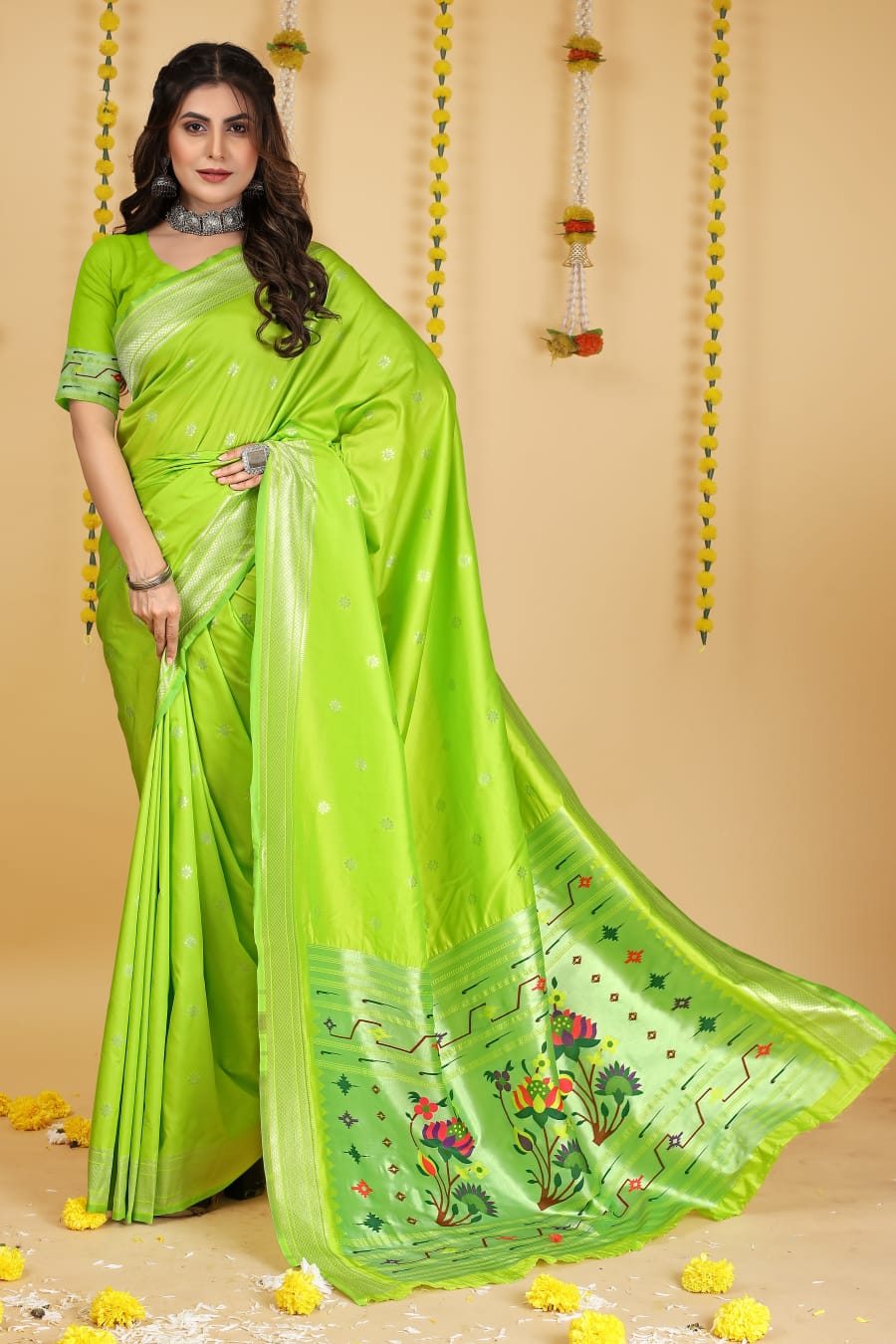 Pure Banarasi Silk Paithani Meenakari Rich Zari Weaved Saree