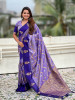 Lavender Banarasi Soft Silk Zig Zag Zari Weaved Motifs Saree