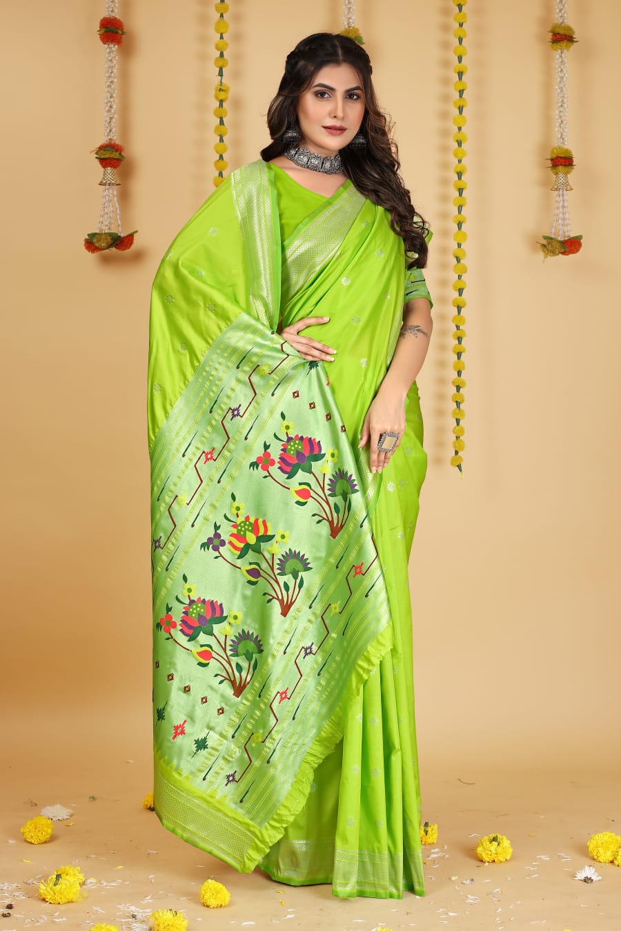 Pure Banarasi Silk Paithani Meenakari Rich Zari Weaved Saree