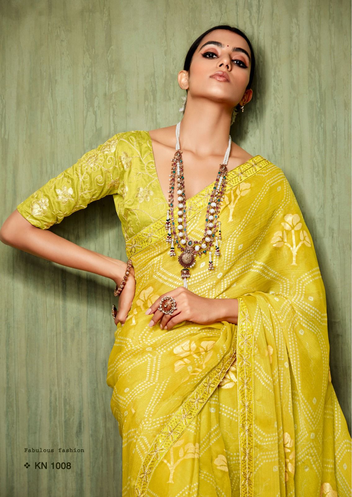 Pure Chiffon Foil Print And Embroidery Sequence Border Sarees