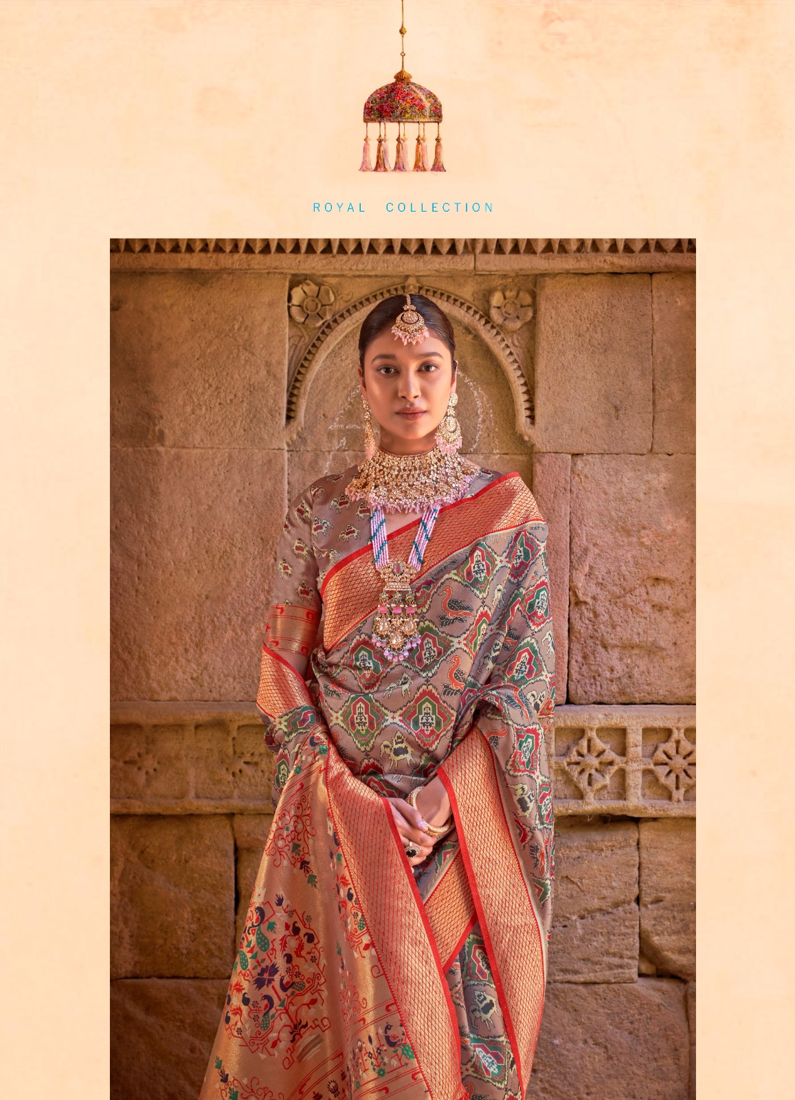 Banarasi Paithani Silk Printed Body Zari Weaved Pallu Saree