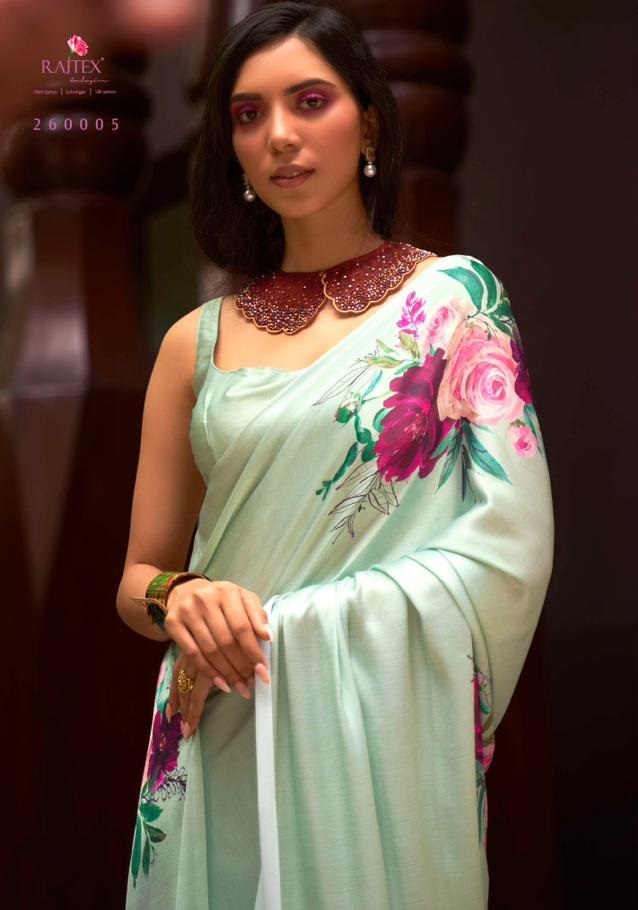 Pure Satin Crepe Digital Printed All Over With Fancy Blouse Saree