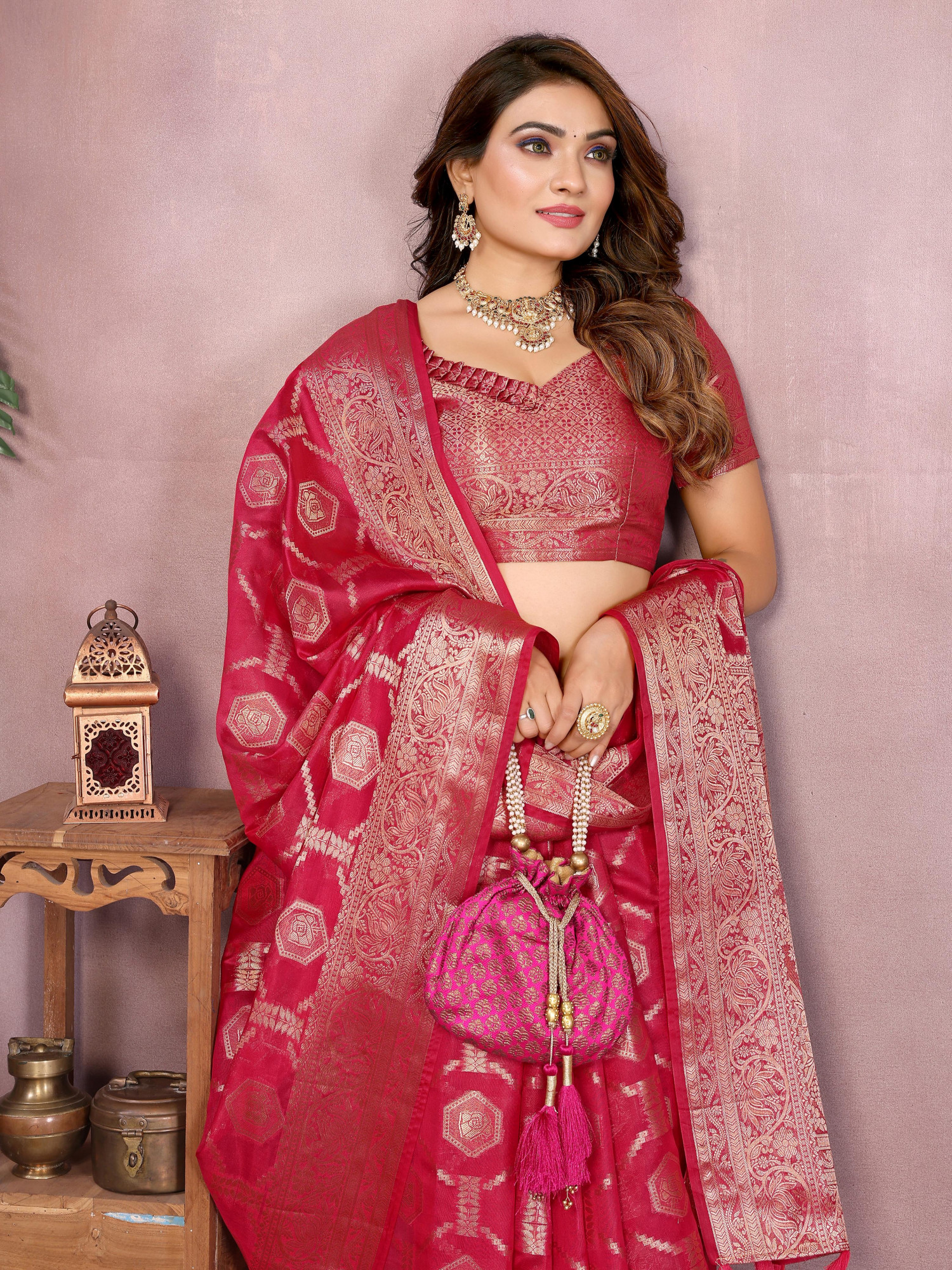 Red Soft Organza Silk Rich Zari Weaved Body Pallu Border Saree