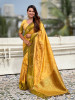 Gold Banarasi Soft Silk Zig Zag Zari Weaved Motifs Saree
