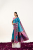 Teal Pure Banarasi Pashmina Silk Resham Zari Weaved Saree